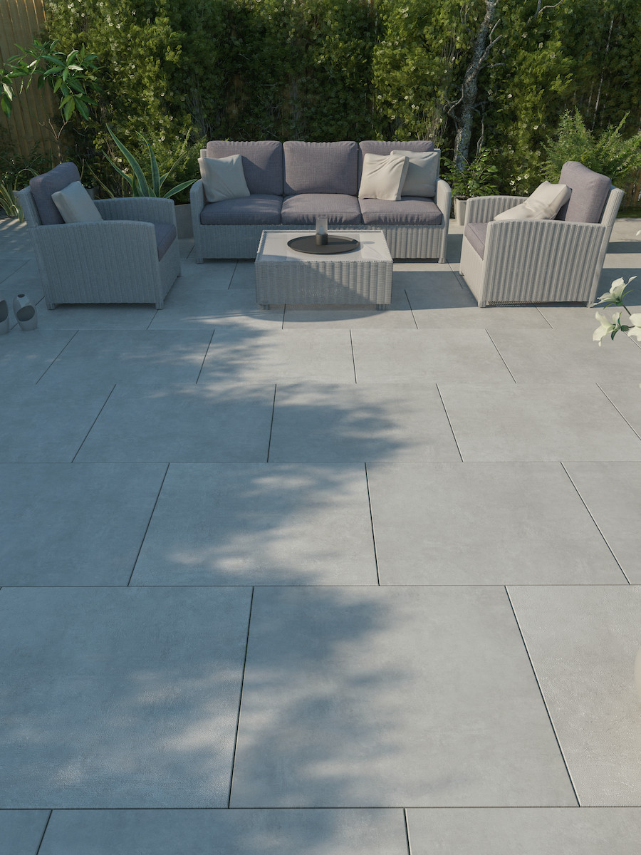 Eclipse Silver Outdoor Porcelain Paving Slabs - 800x800x20mm