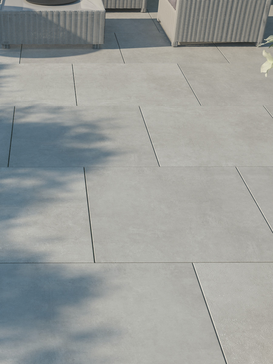Eclipse Silver Outdoor Porcelain Paving Slabs - 800x800x20mm