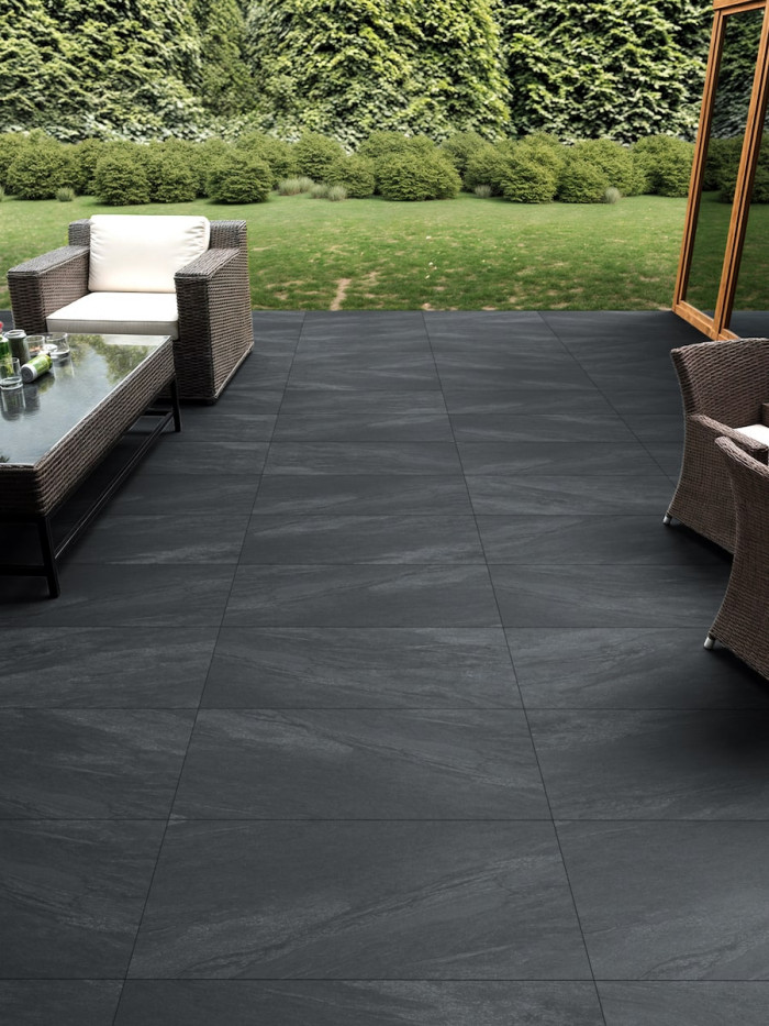 Anthracite Outdoor Porcelain Paving Patio Slabs - 900x600x20mm