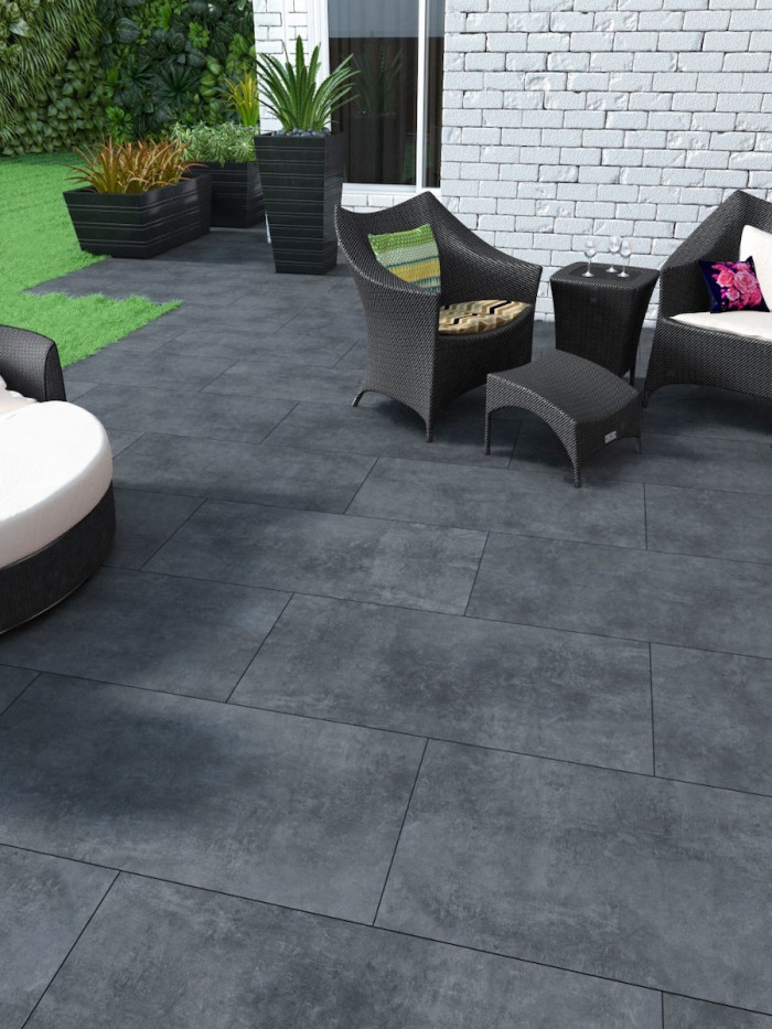 Eclipse Black Outdoor Porcelain Paving Slabs - 1200x600x20mm