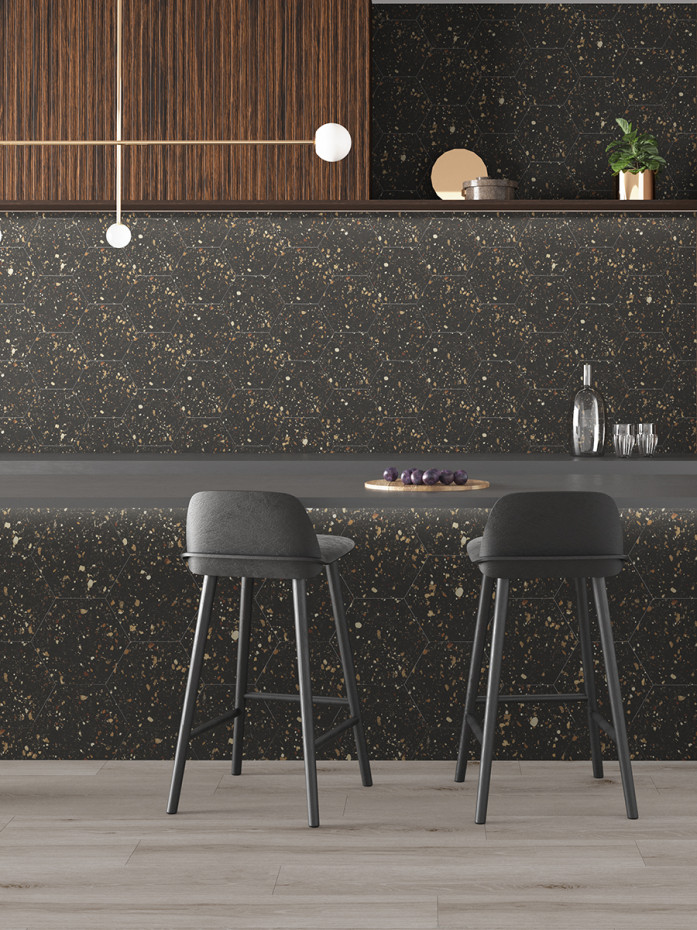 Arousa Nero Terrazzo Tile - 258x290mm
