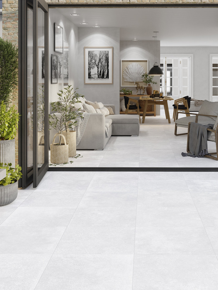 Marbella White King Size Porcelain Paving Slabs - 800x800x20mm