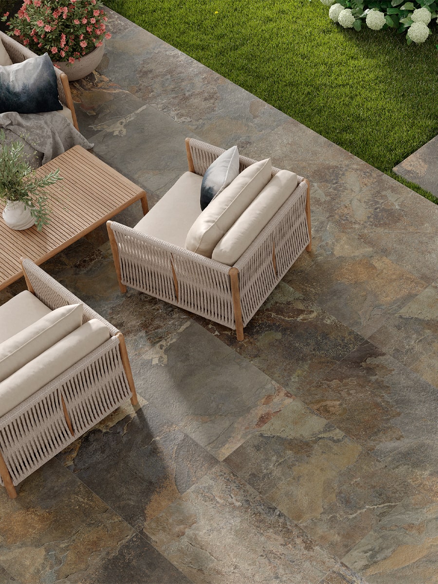Multicolour Slate Outdoor Tiles - 600x600x20mm