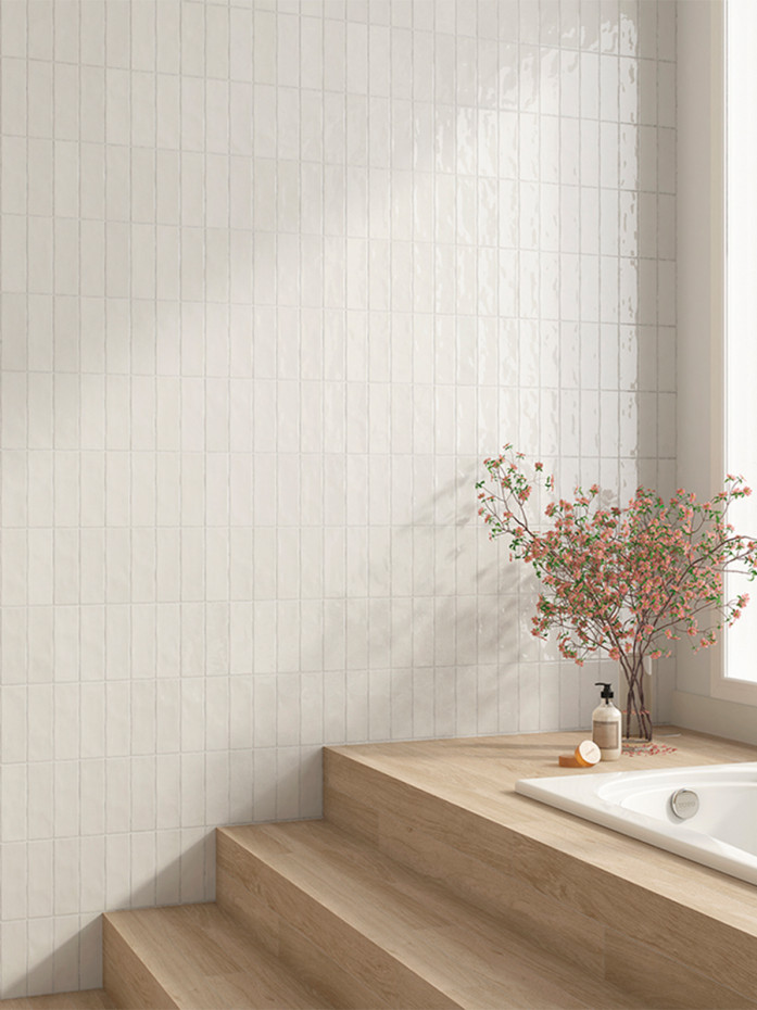 Boston Soft White Polished Brick Effect Tile - 65x200mm