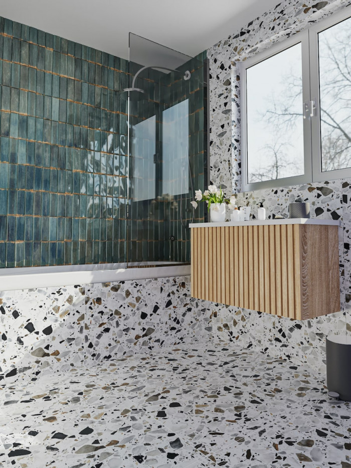 Terrazzo Ice Grey Porcelain Tiles - 800x800mm