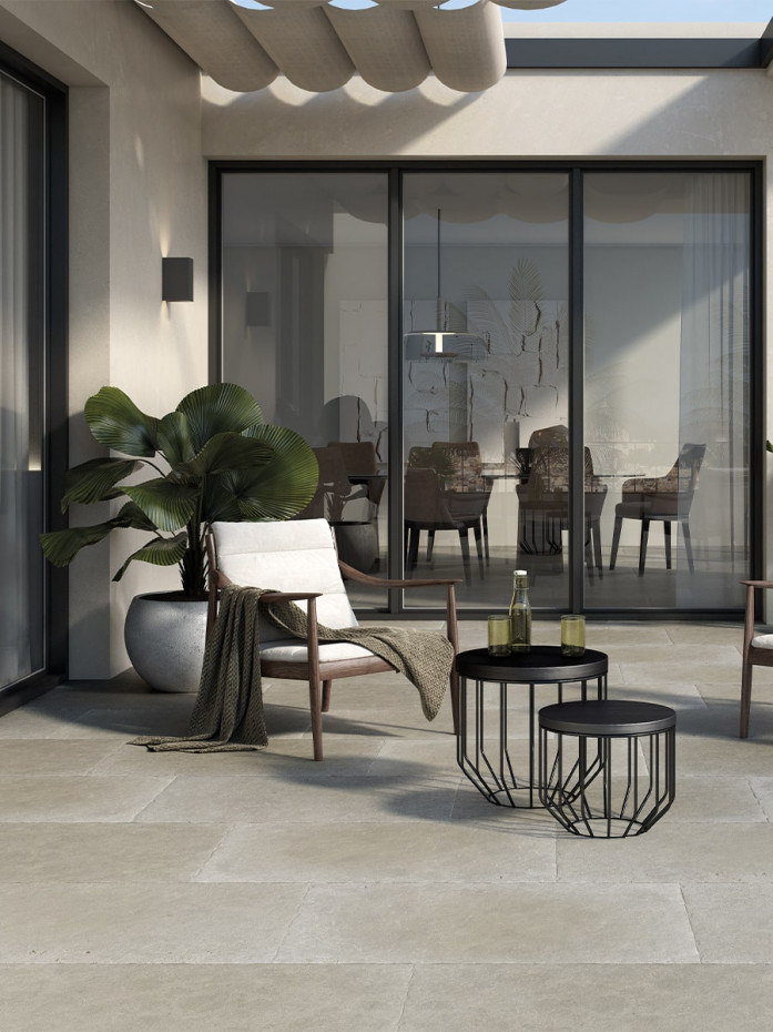 Texas Grey Antique Chiselled Edge Porcelain Slab - 905x605x20mm