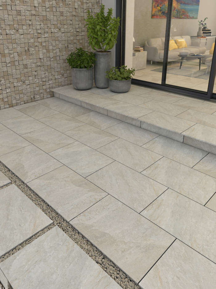 Valencia Beige Outdoor Porcelain Paving Slabs - 900x600x20mm
