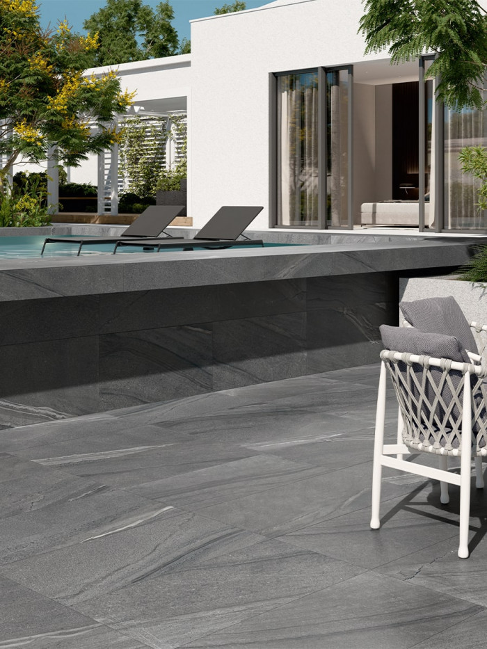 Verona Nero Outdoor Porcelain Paving Tiles - 900x600x20mm (LAST PACK)